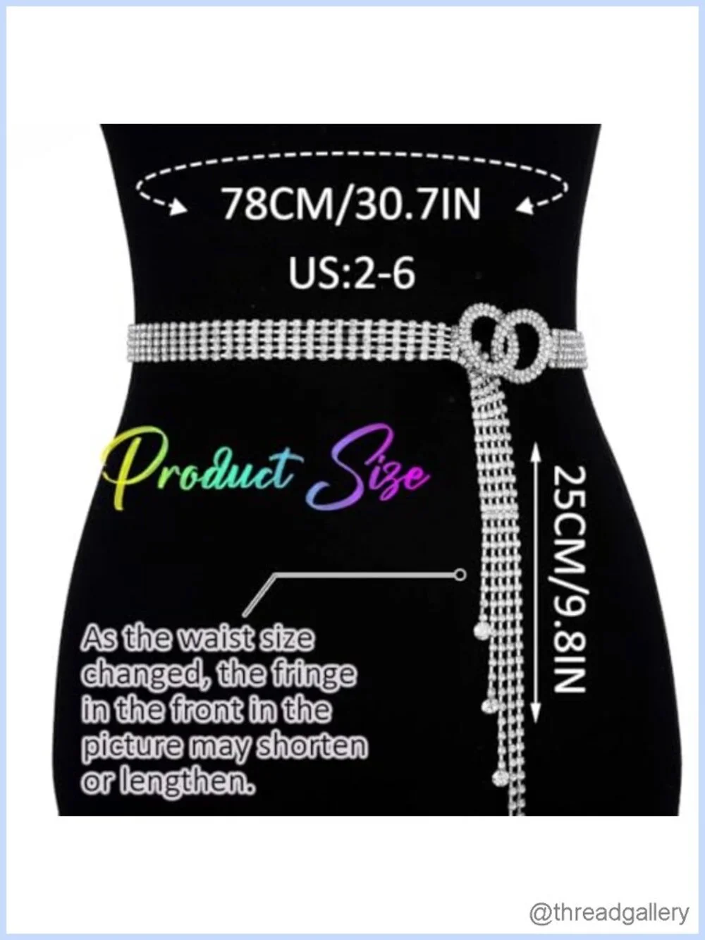 Rhinestone Chain Belt Sparkly Dress Waist Chain for Women
